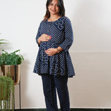 Navy peplum button down comfies