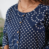 Navy peplum button down comfies