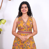 Radhi cotton waist dress-Turmeric