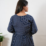 Navy peplum button down comfies