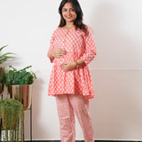 Peach peplum button down comfies