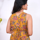Radhi cotton waist dress-Turmeric