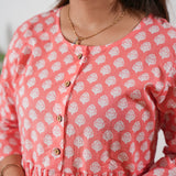 Peach peplum button down comfies