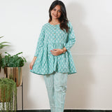Baby blue button down peplum cotton comfies