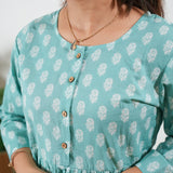 Baby blue button down peplum cotton comfies