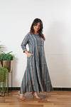 Peacock blue muslin button down shirt dress