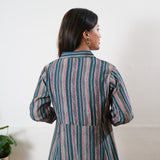 Peacock blue muslin button down shirt dress