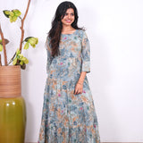 Sea blue cotton long gown