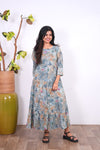 Sea blue cotton long gown