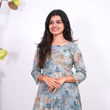 Sea blue cotton long gown