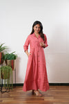 Flamingo pink muslin button down shirt dress