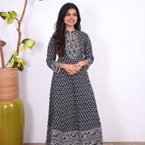 Black floral cotton long gown