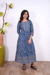 Indigo floral cotton long gown