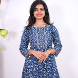 Indigo floral cotton long gown