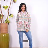 White floral oversized shirt