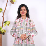 White floral oversized shirt