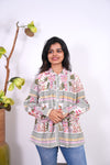 White floral oversized shirt