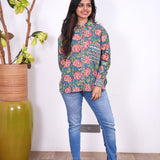 Turquoise floral oversized shirt