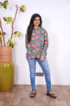 Turquoise floral oversized shirt