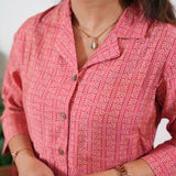 Baby pink muslin button down shirt dress