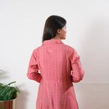 Baby pink muslin button down shirt dress