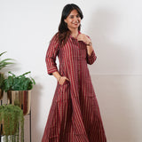 Deep red muslin button down shirt dress