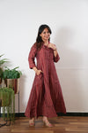 Deep red muslin button down shirt dress