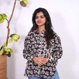 Black floral oversized shirt