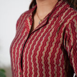 Deep red muslin button down shirt dress