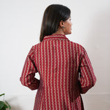 Deep red muslin button down shirt dress