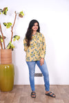 Butter yellow floral oversized shirt