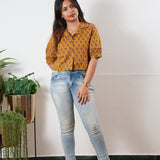 Mustard butta button down cotton top