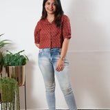 Red butta button down cotton top