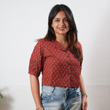 Red butta button down cotton top