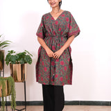 Sea green cotton short kaftan