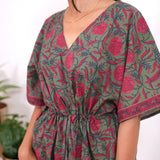 Sea green cotton short kaftan