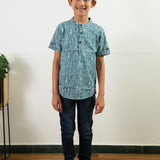 Blue paisley cotton kurta