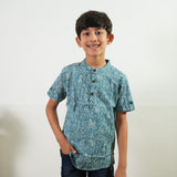 Blue paisley cotton kurta