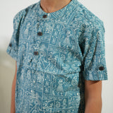 Blue paisley cotton kurta