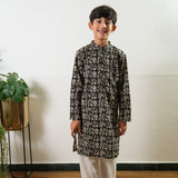 Wild black cotton kurta set