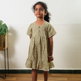 Olive paisley cotton frock