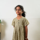 Olive paisley cotton frock
