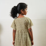 Olive paisley cotton frock