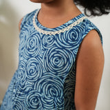 Indigo roses cotton frock