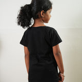 Black stripes knitted cotton night suit