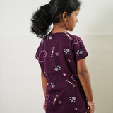 Burgundy knitted cotton night suit