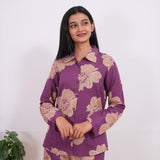 Violet cotton night suit