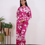 Magenta cotton night suit