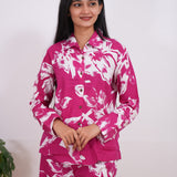 Magenta cotton night suit