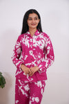 Magenta cotton night suit